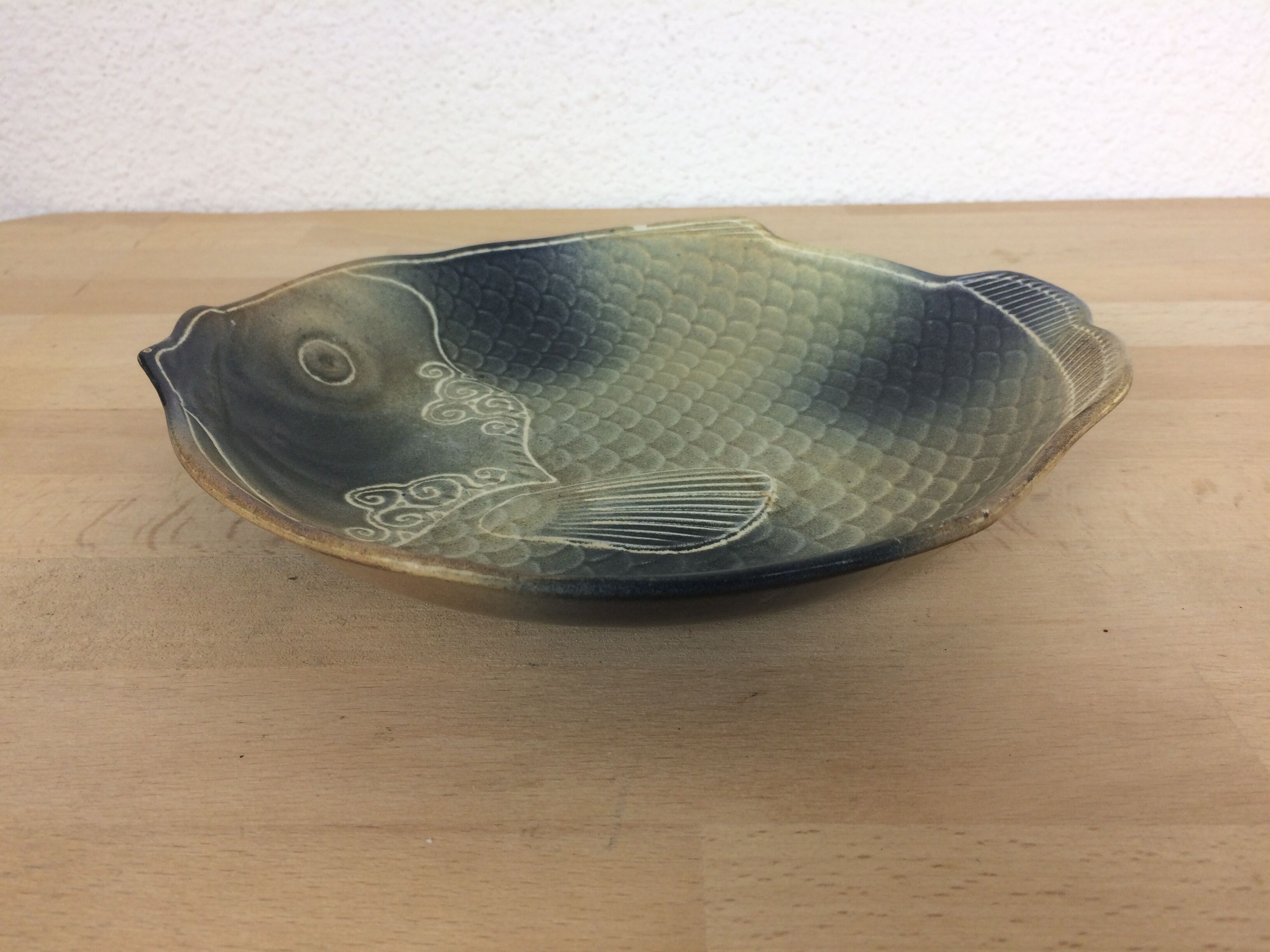 Fish dish in blue green ceramic