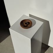 Circular teak monoxyle candle holder D12 H3