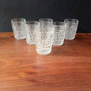 6 verres en verre transparent texturé vintage