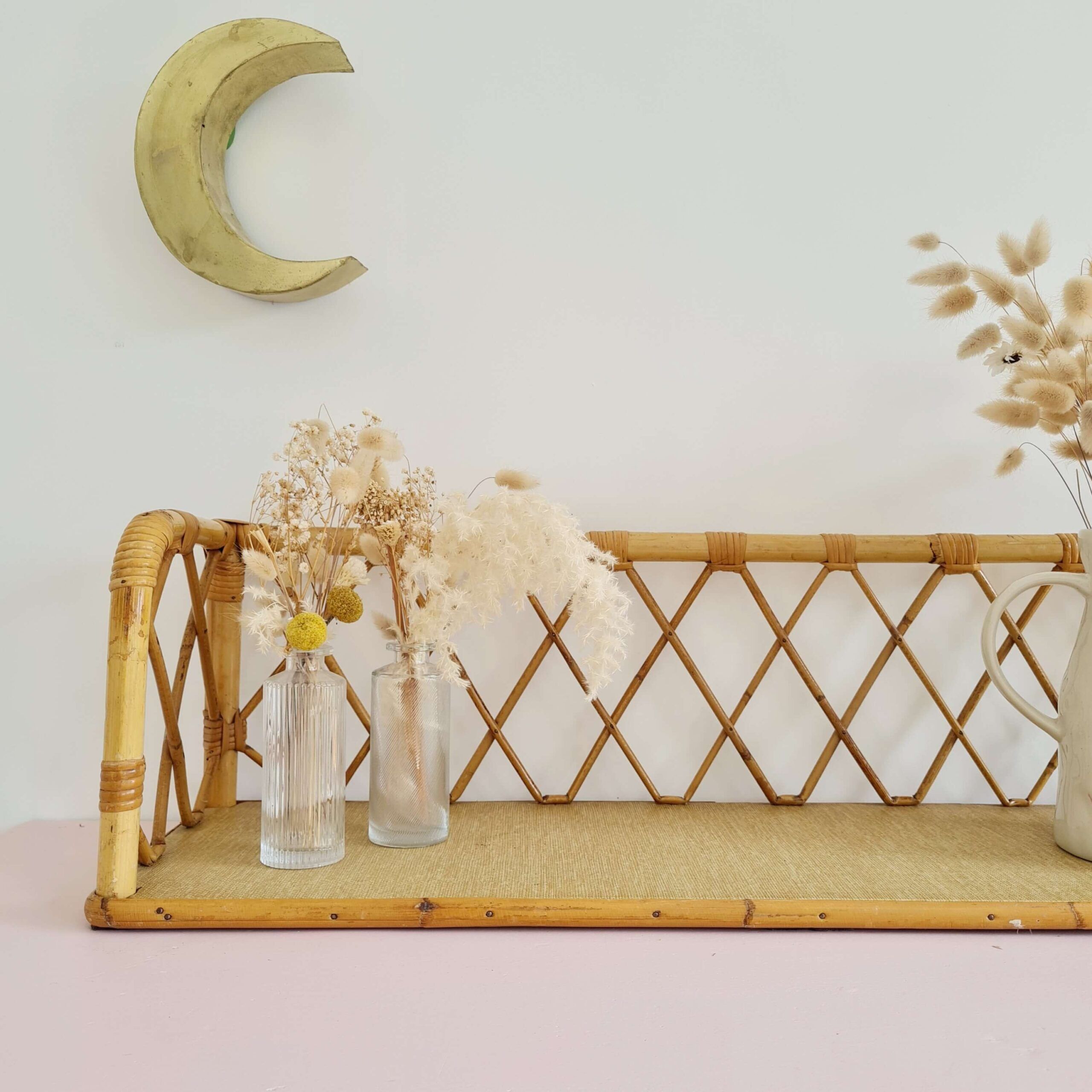 Antique rattan shelf