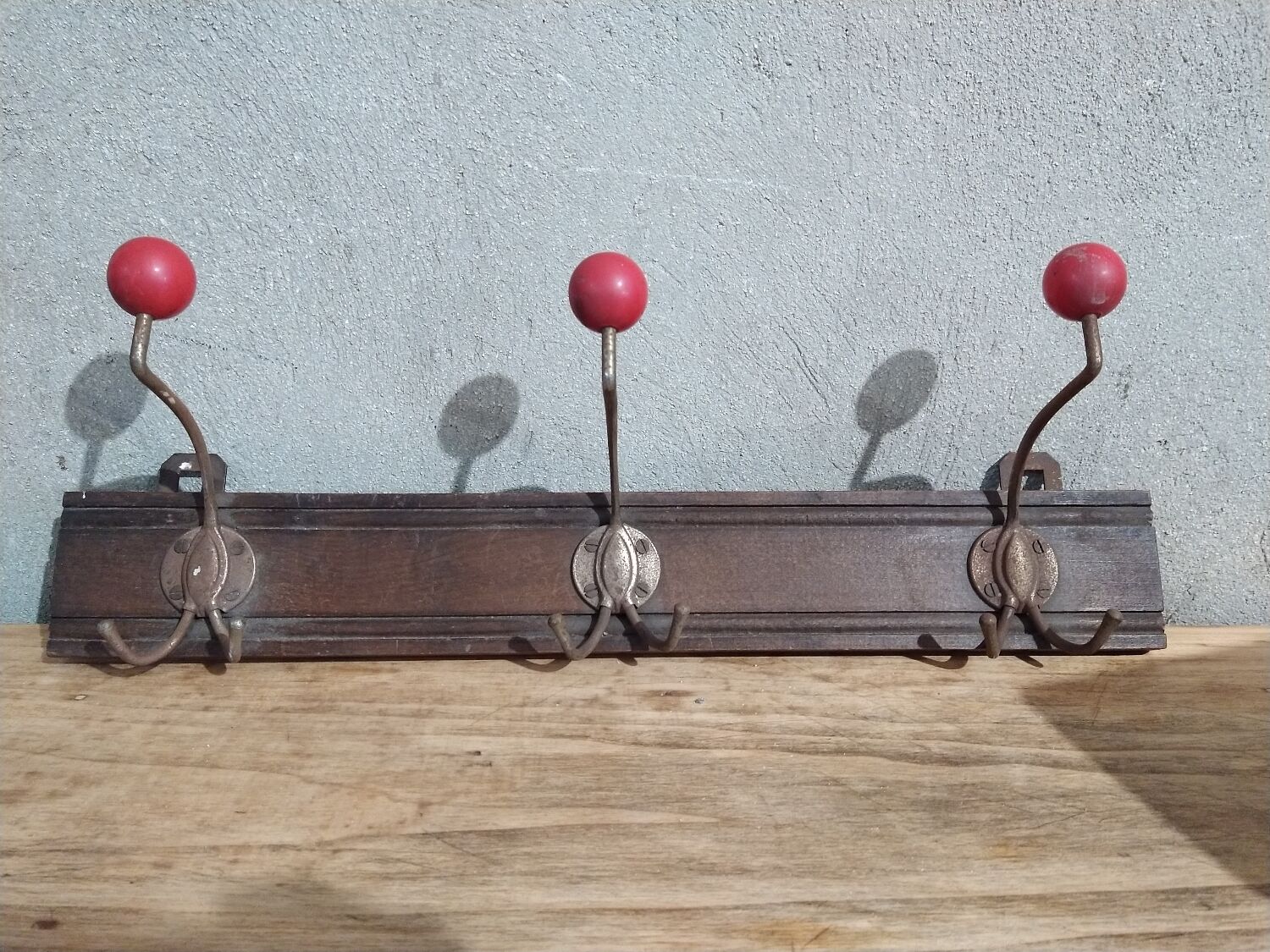 Vintage wood and metal coat rack