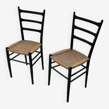 Chaises noires italiennes corde