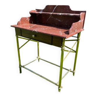 Brass, marble and wood dressing table.