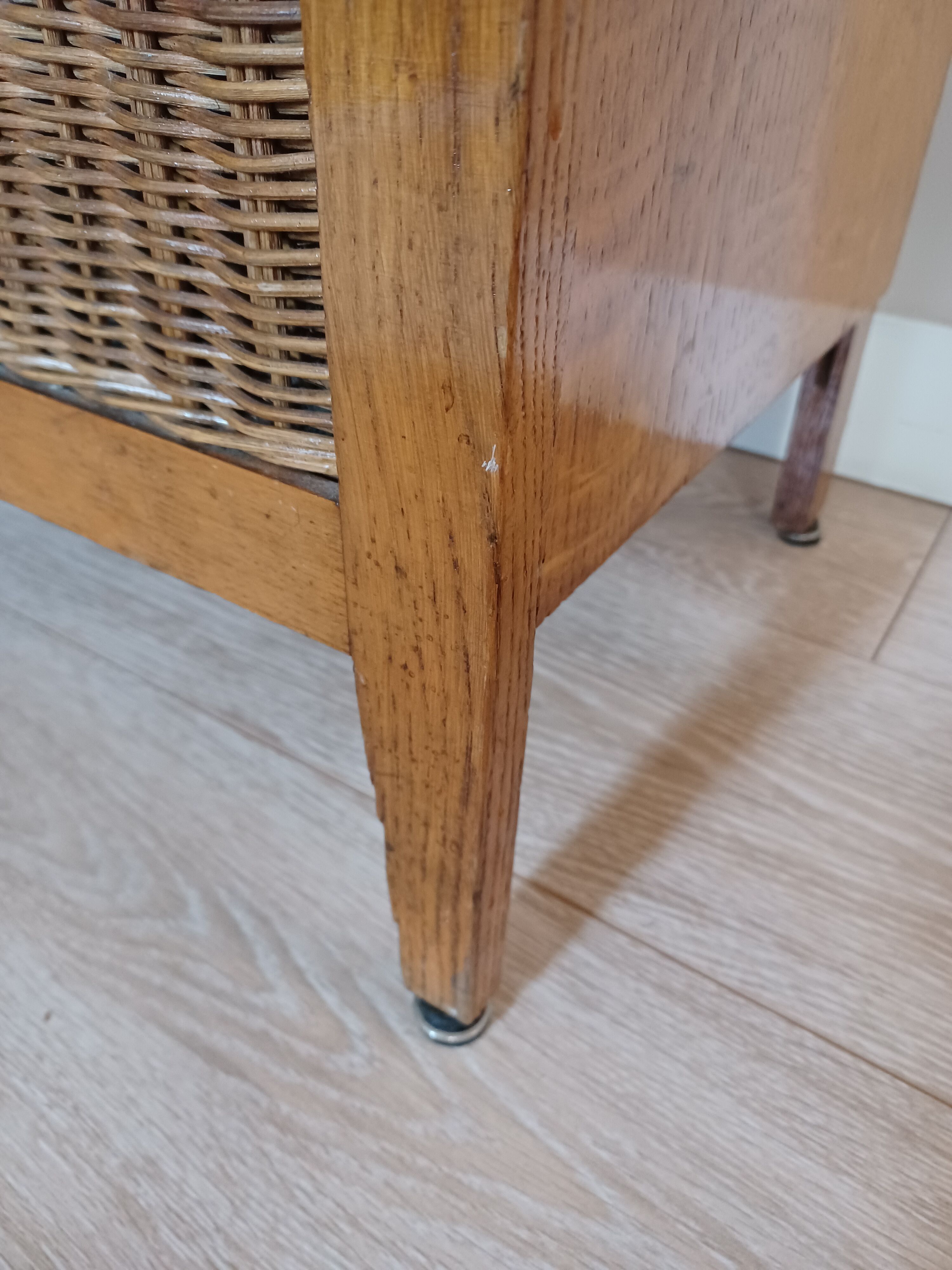 Coffre à jouet bois et rotin vintage