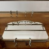 Old large Art Deco wooden coat rack with mirror