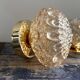 Set of two vintage amber glass wall lights