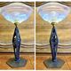 Art Deco lamp 1930 wrought iron opalescent glass fish Ezan