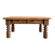Antique solid wood coffee table – 2 drawers – turned legs