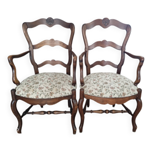 Paire de fauteuils provençaux - brun