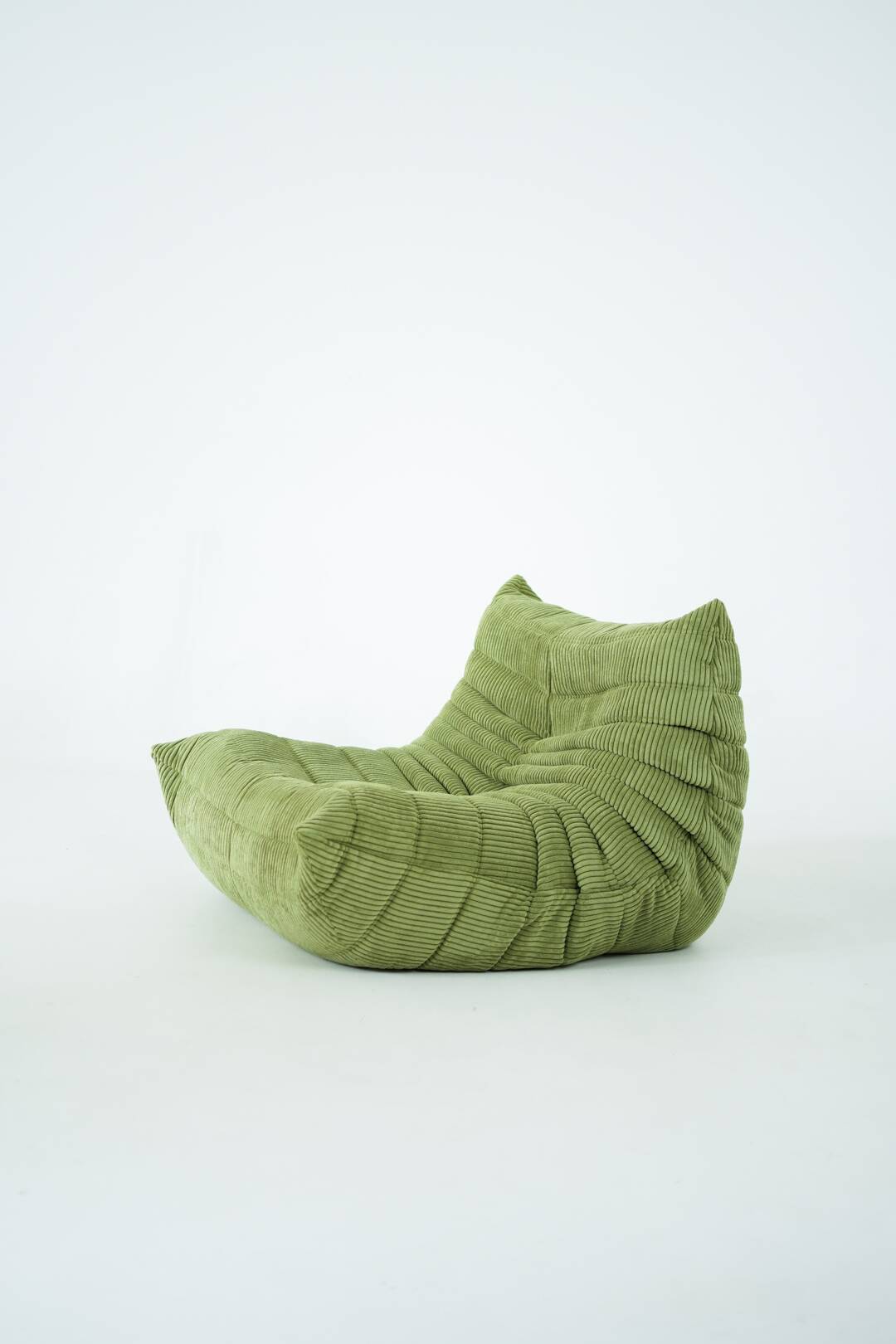 Togo Armchair and Pouf in Fresh green Corduroy