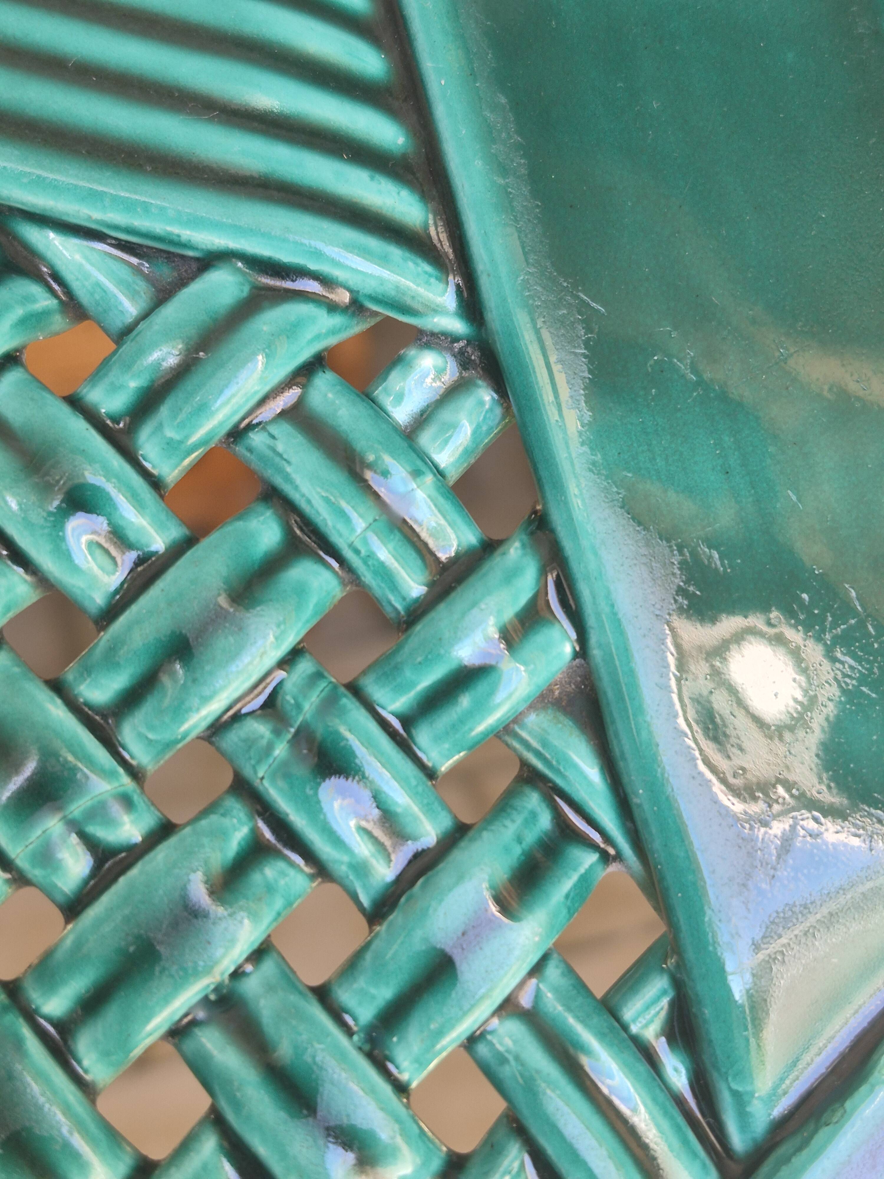 Varnished ceramic trivet from Vallauris and 2 bottle coasters.