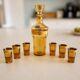 Italian liqueur service in amber and gold glass