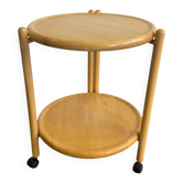 Vintage round dessert trolley on wheels by Jens Quistgaard, 1970s.