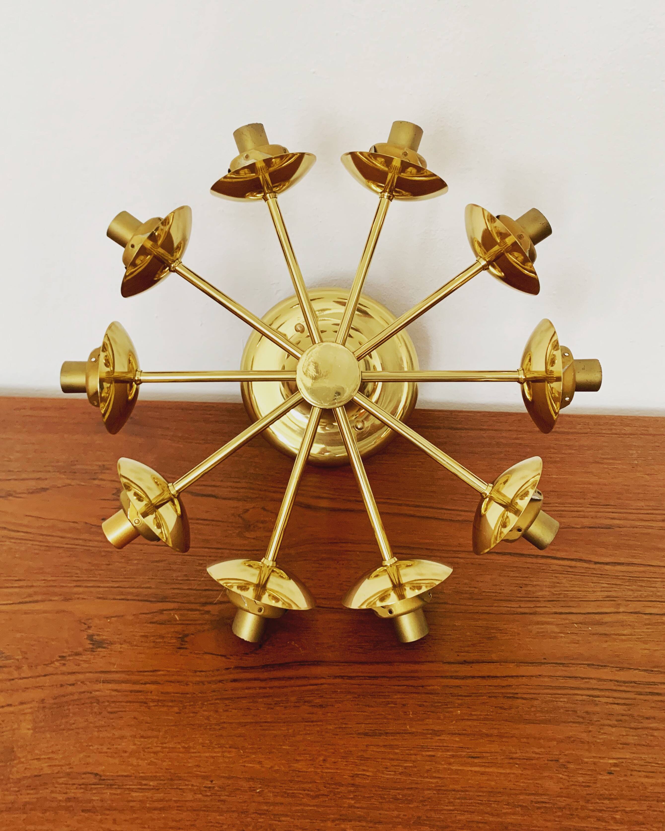 Lampe de plafond Sputnik en laiton par Kaiser Leuchten