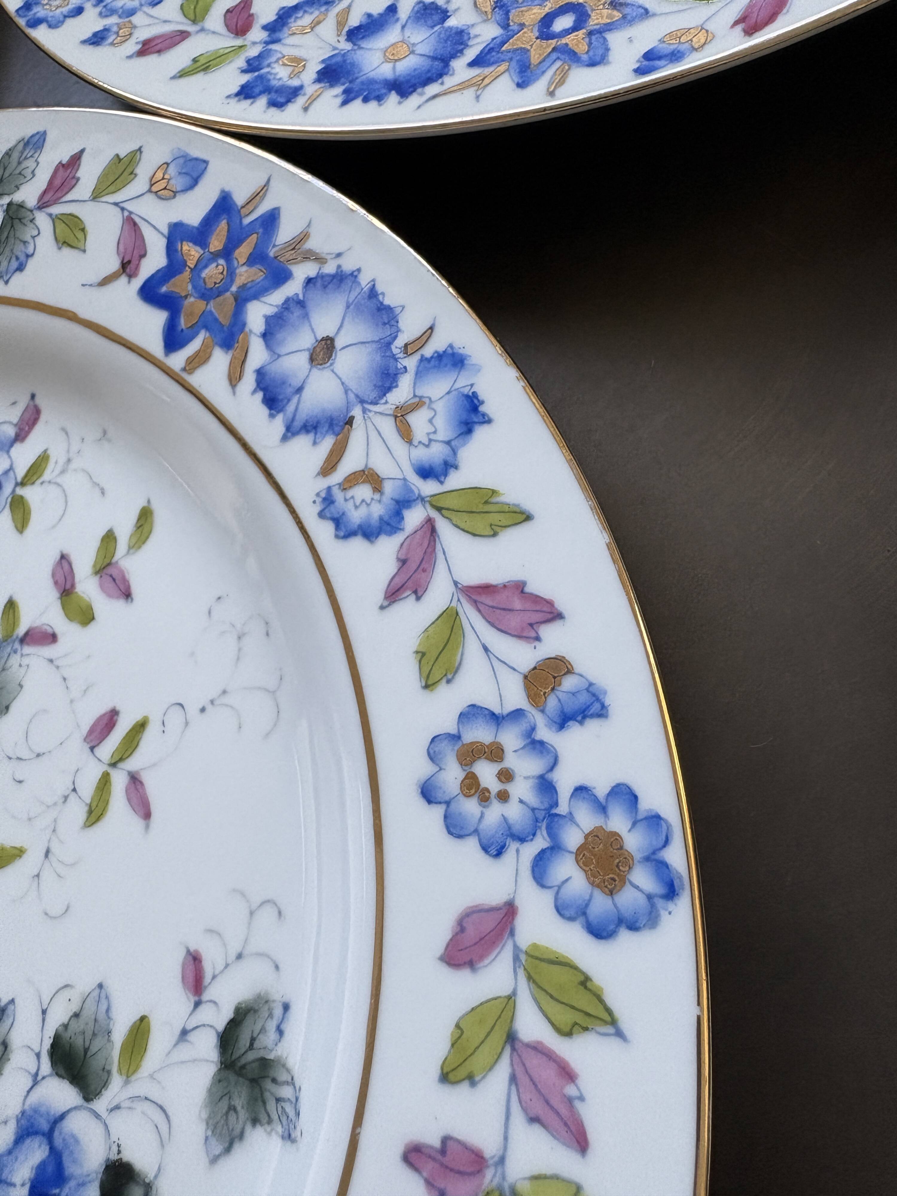 Lot de 6 assiettes plates florales vintage