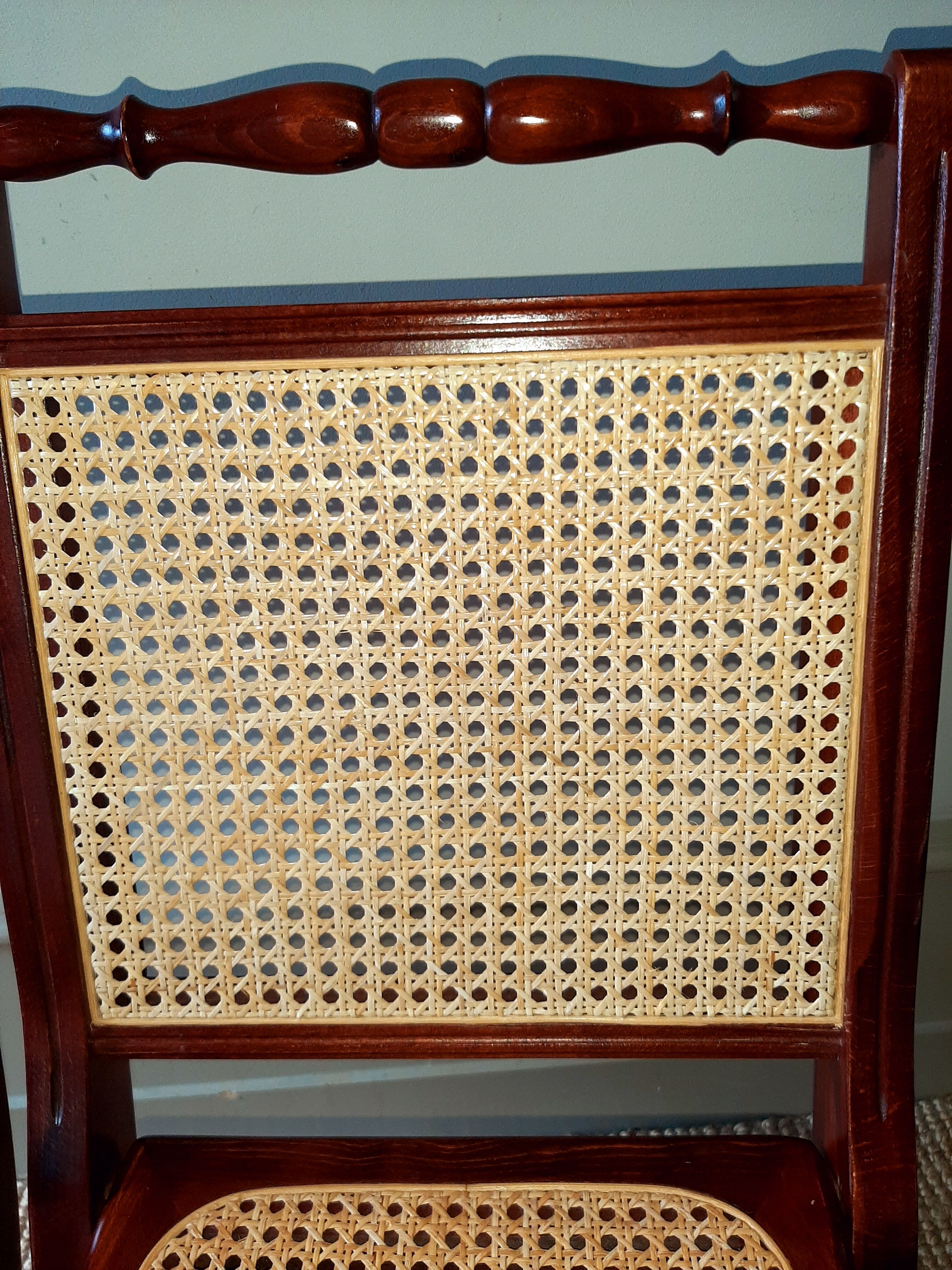 Folding wooden chairs and cannage
