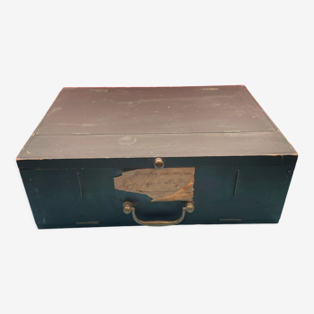 Ancienne boite classeur, cartonnier de notaire meuble de métier bois & laiton