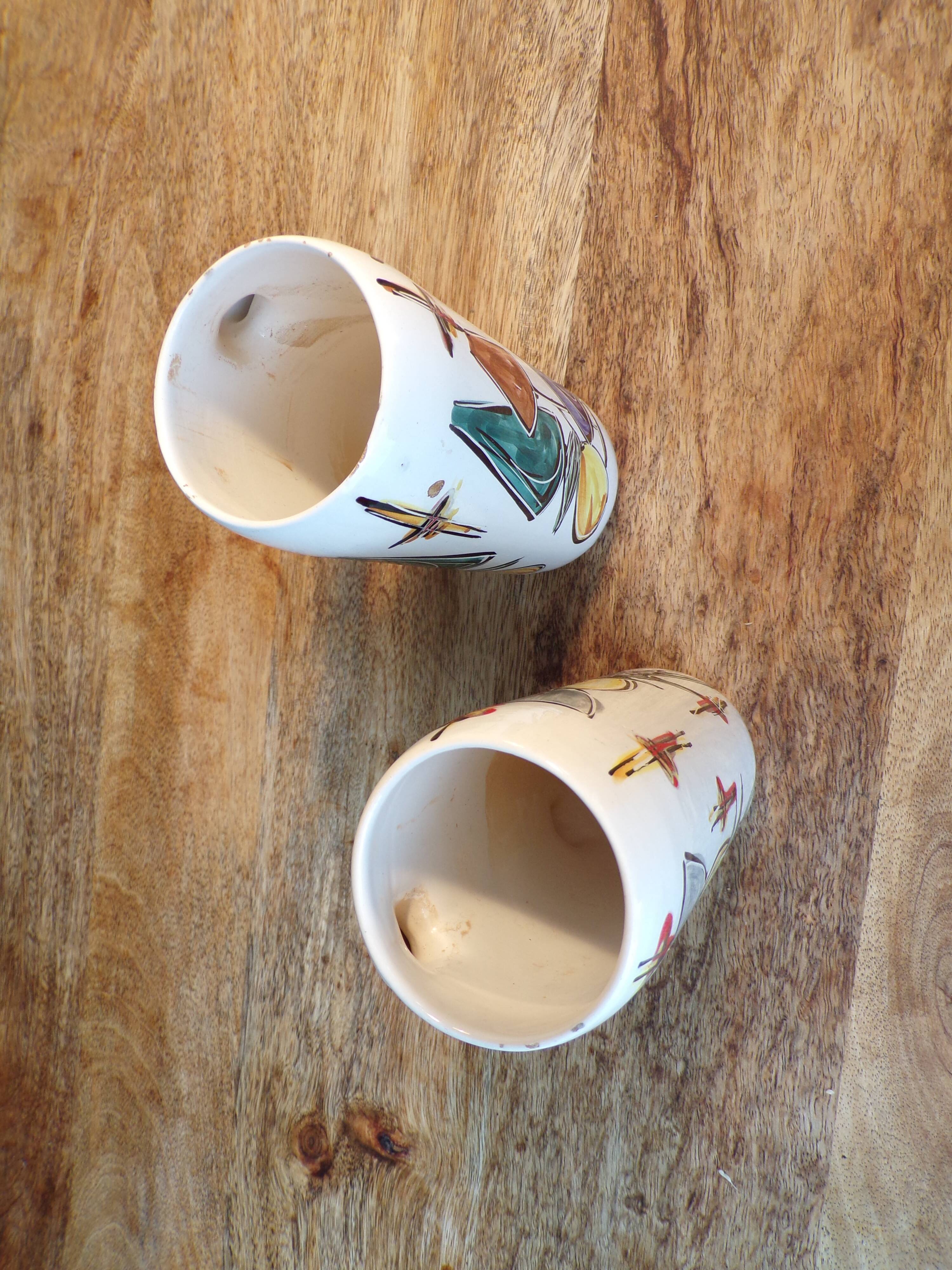 Duo of graphic Italian vases
