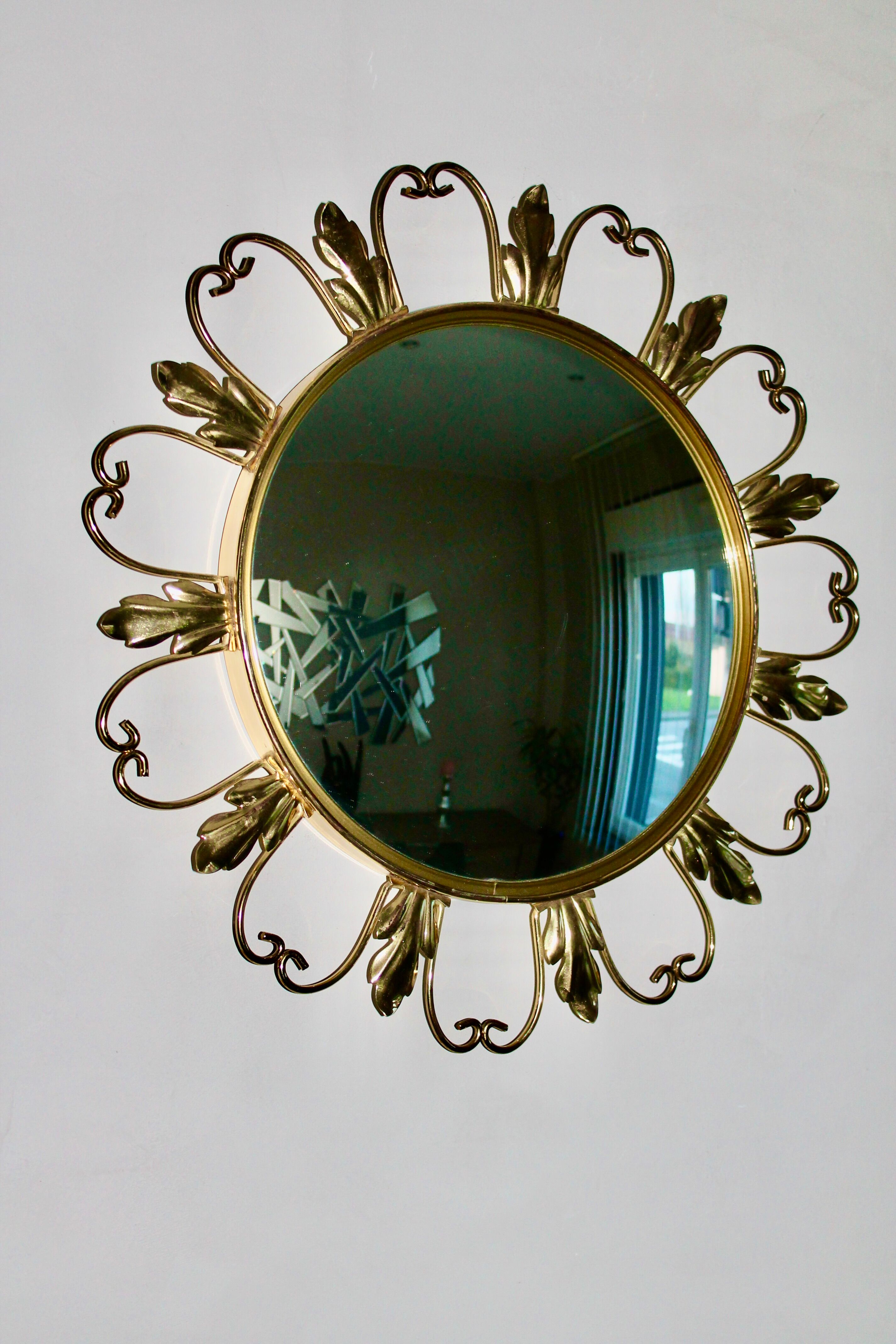 Curved witch eye mirror, 50s / 60s - 46cm