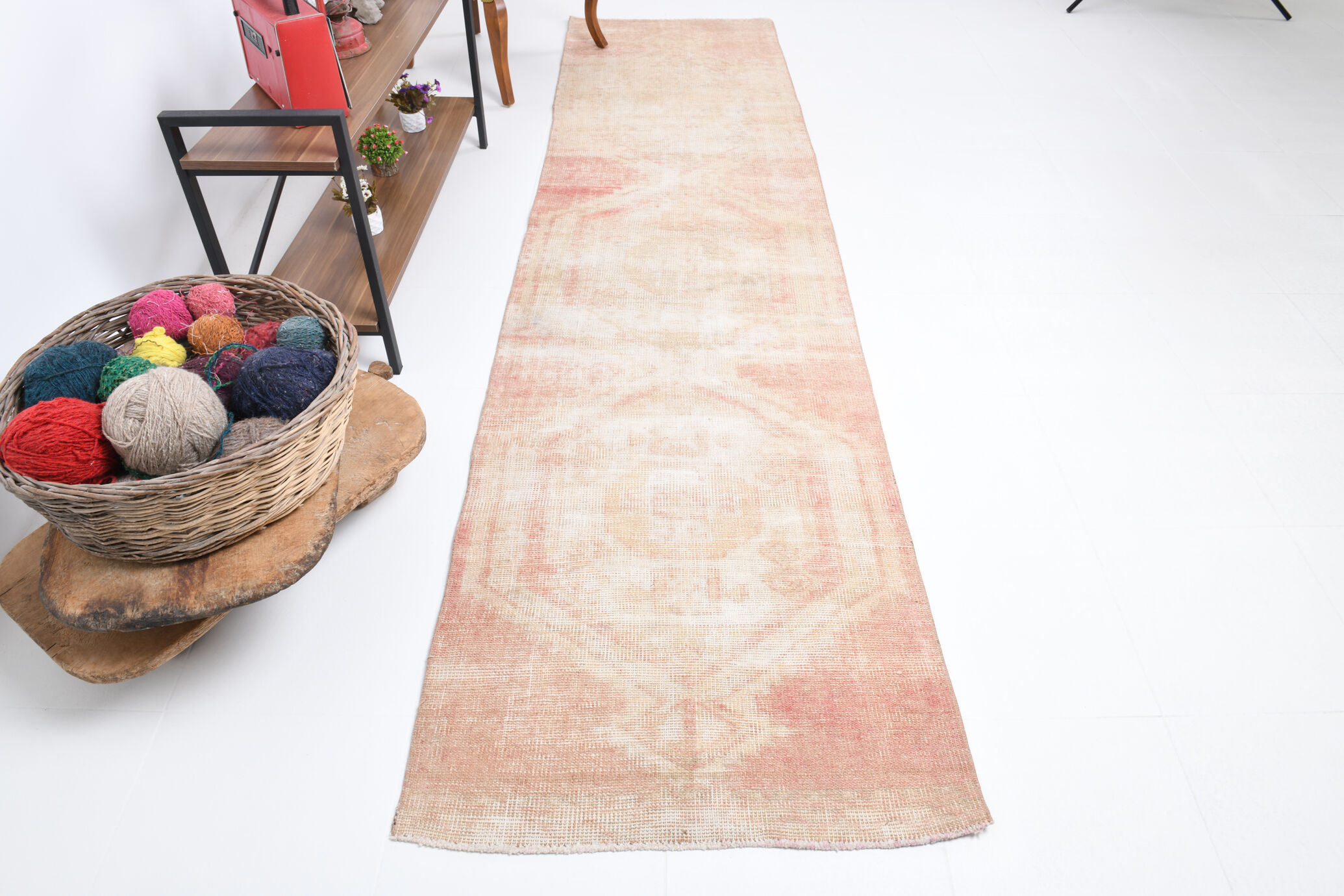 3x11 faded color turkish runner rug 340x86cm
