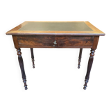 Side table with drawer and leather top