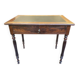 Side table with drawer and leather top