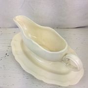 Old sauce boat Ivory made in France Digoin Sarreguemines