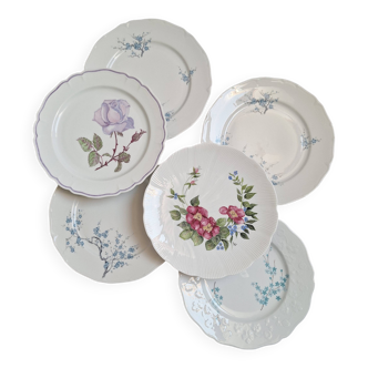 Assiettes plates à fleurs en Porcelaine