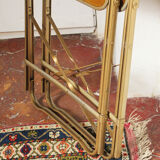Folding chaisor chairs, gold structure and vintage golden yellow velvet
