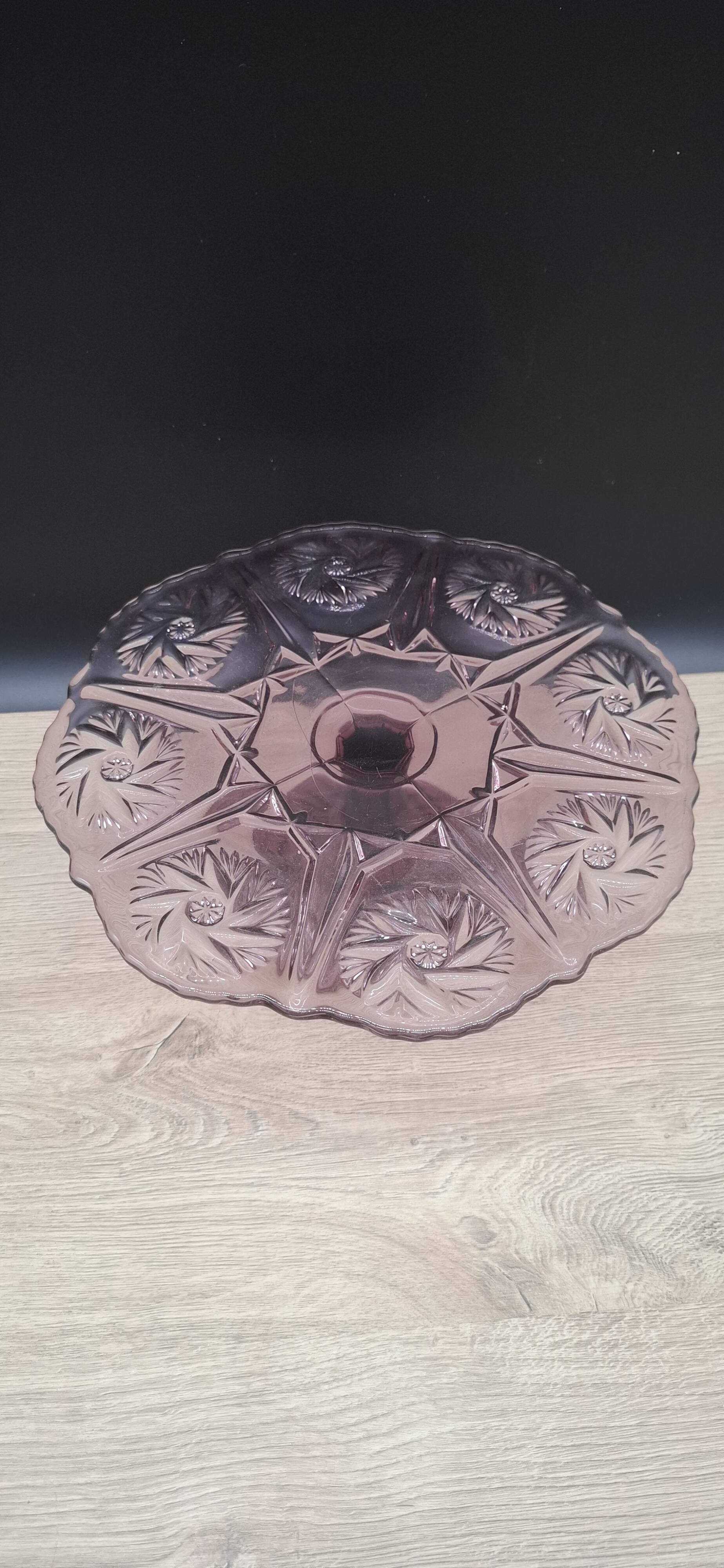 Cake dish, purple glass tart, Manage Belgium