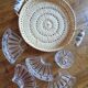 Old rattan raffia porcelain tray appetizer server ramekins vintage crystal dish