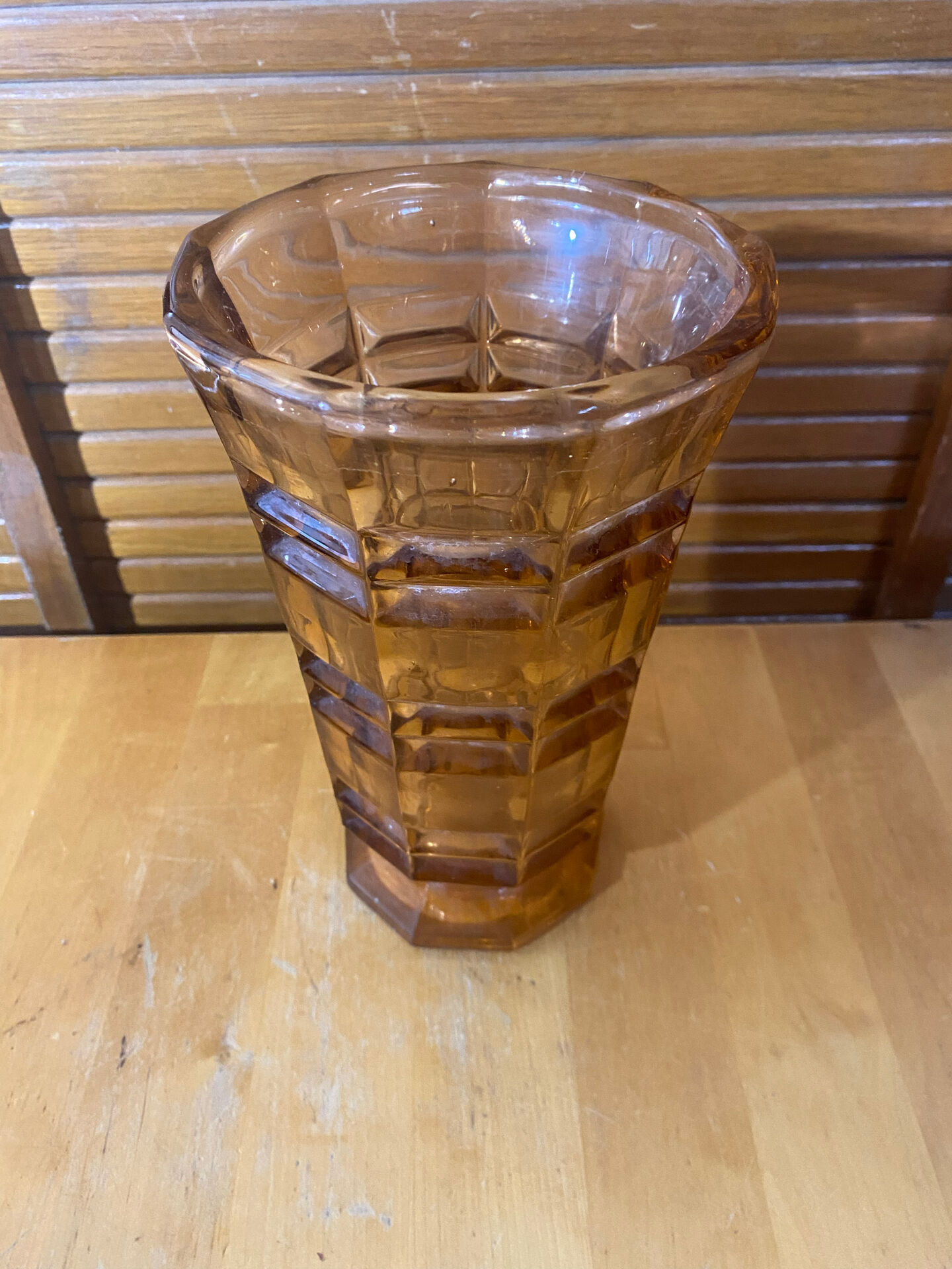 Vintage Art Deco Style Orange Amber Moulded Glass Vase