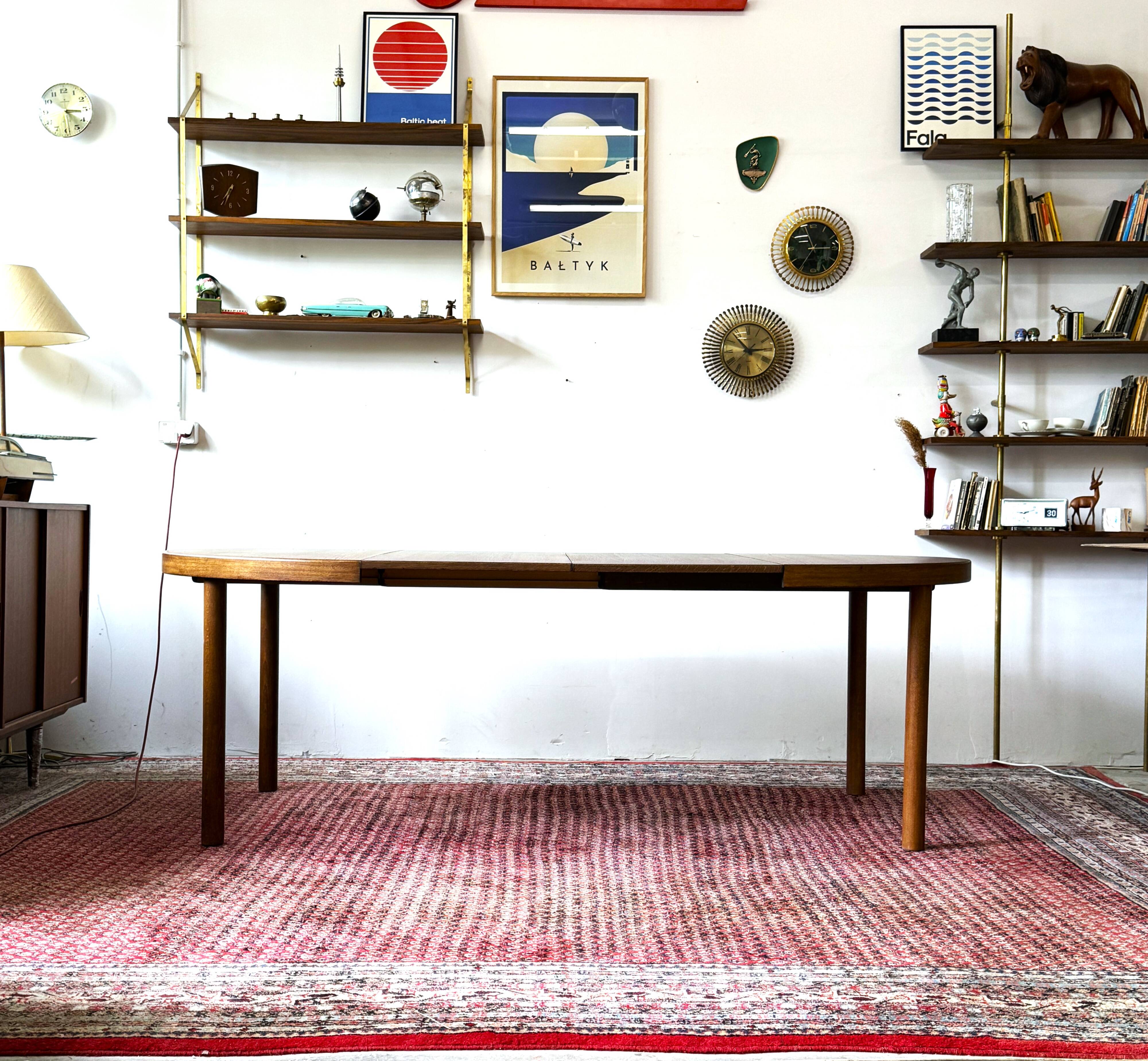 Expandable oak table, denmark 1960s/1970s, vintage, mid-c modern