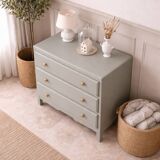 Vintage commode enhanced in grey-green.