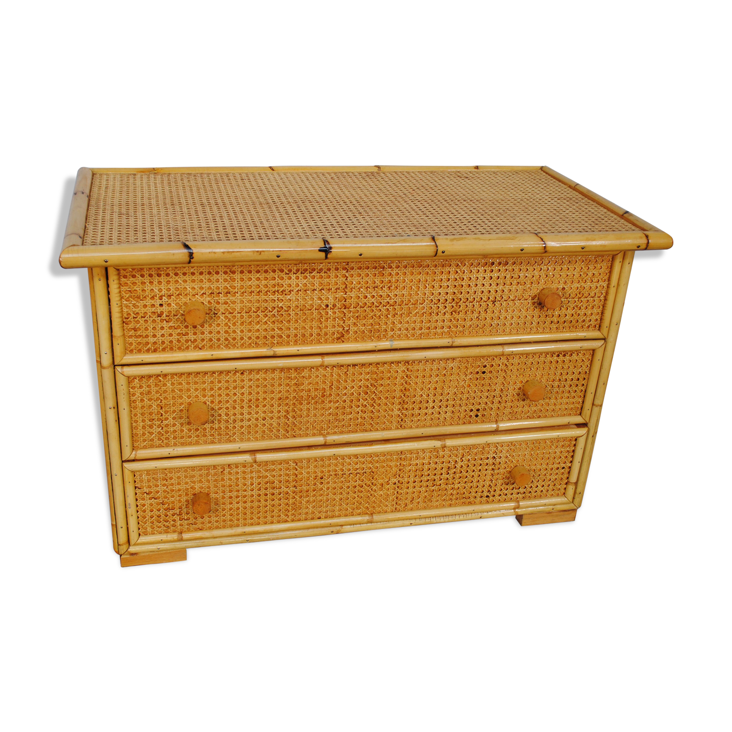 Chest of drawers bamboo and cannage, 1970s