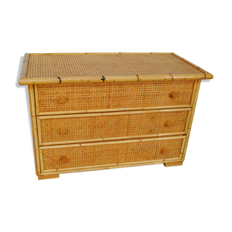 Chest of drawers bamboo and cannage, 1970s