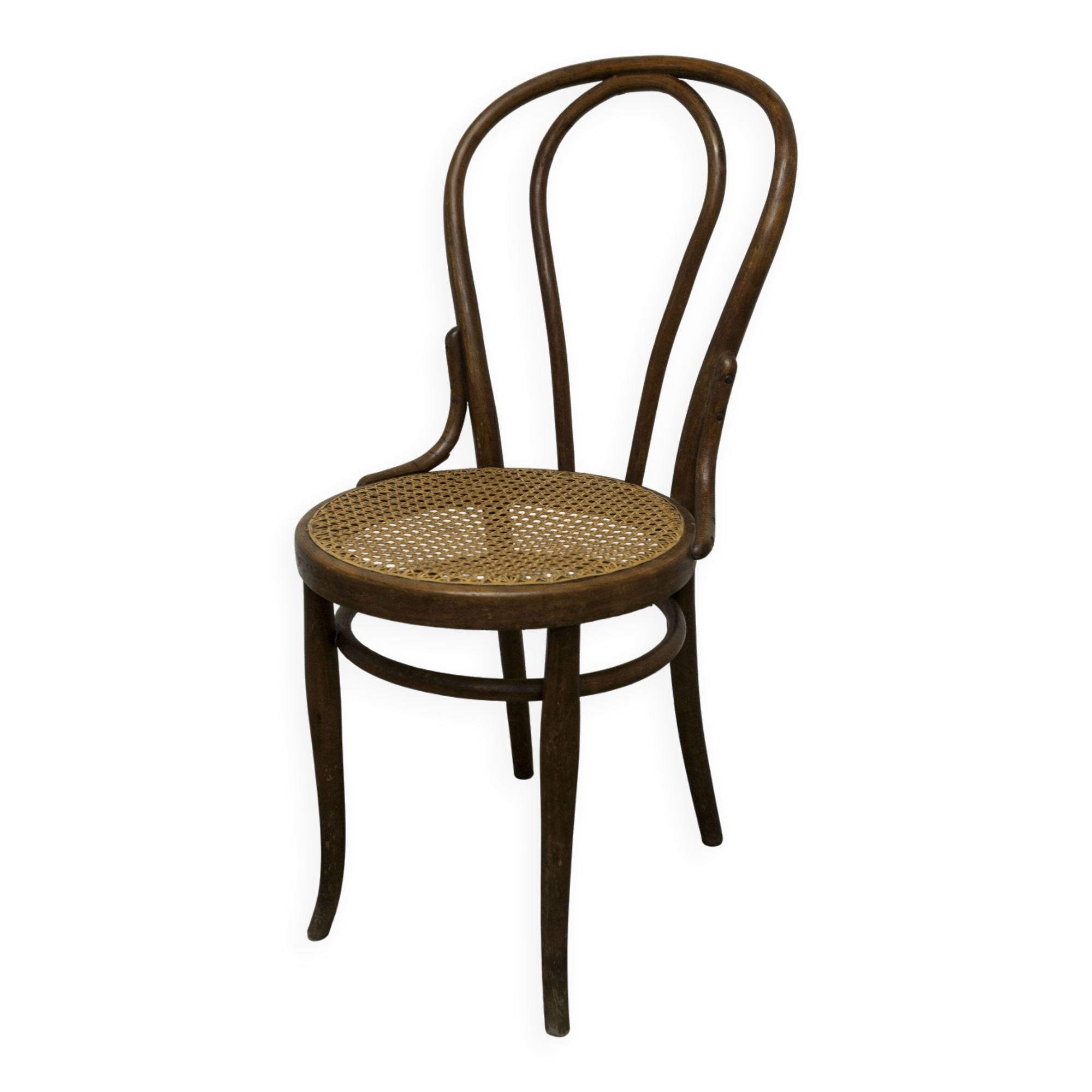 1920s curved wooden cane bistro chair