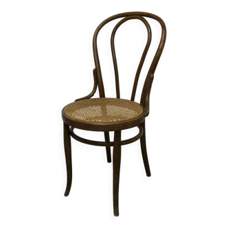 1920s curved wooden cane bistro chair