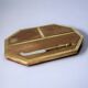 Brutalist cheese tray by David Marshall, wood & bronze, Spain, 1970s