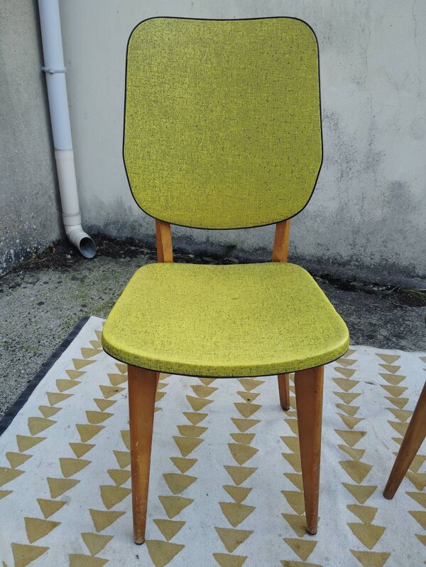 Paire de chaises vertes pomme vintage 50's