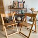 Duo de chaises italiennes  bois et cannage des années 60