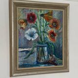 Swedish Oil on Panel – “Flower Still Life” by A. Åslund – Dated 1954