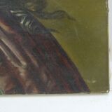My. allard school of the late nineteenth century, young girl with blue hat, oil on canvas. signed