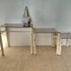 Beige Metal Nesting Tables Yves Boutboul 1970s