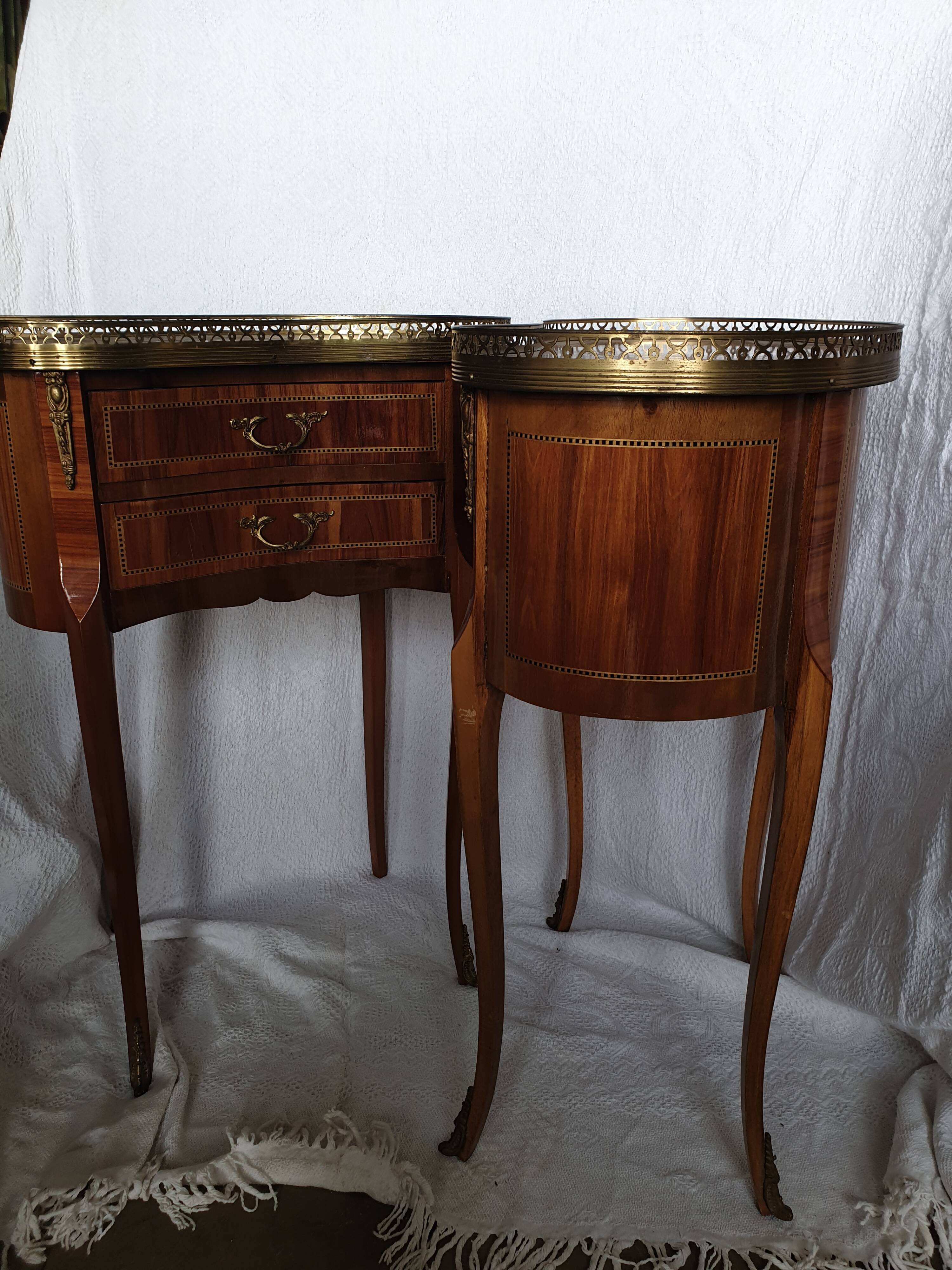 Pair of bedside tables "bean" style louis XV marked