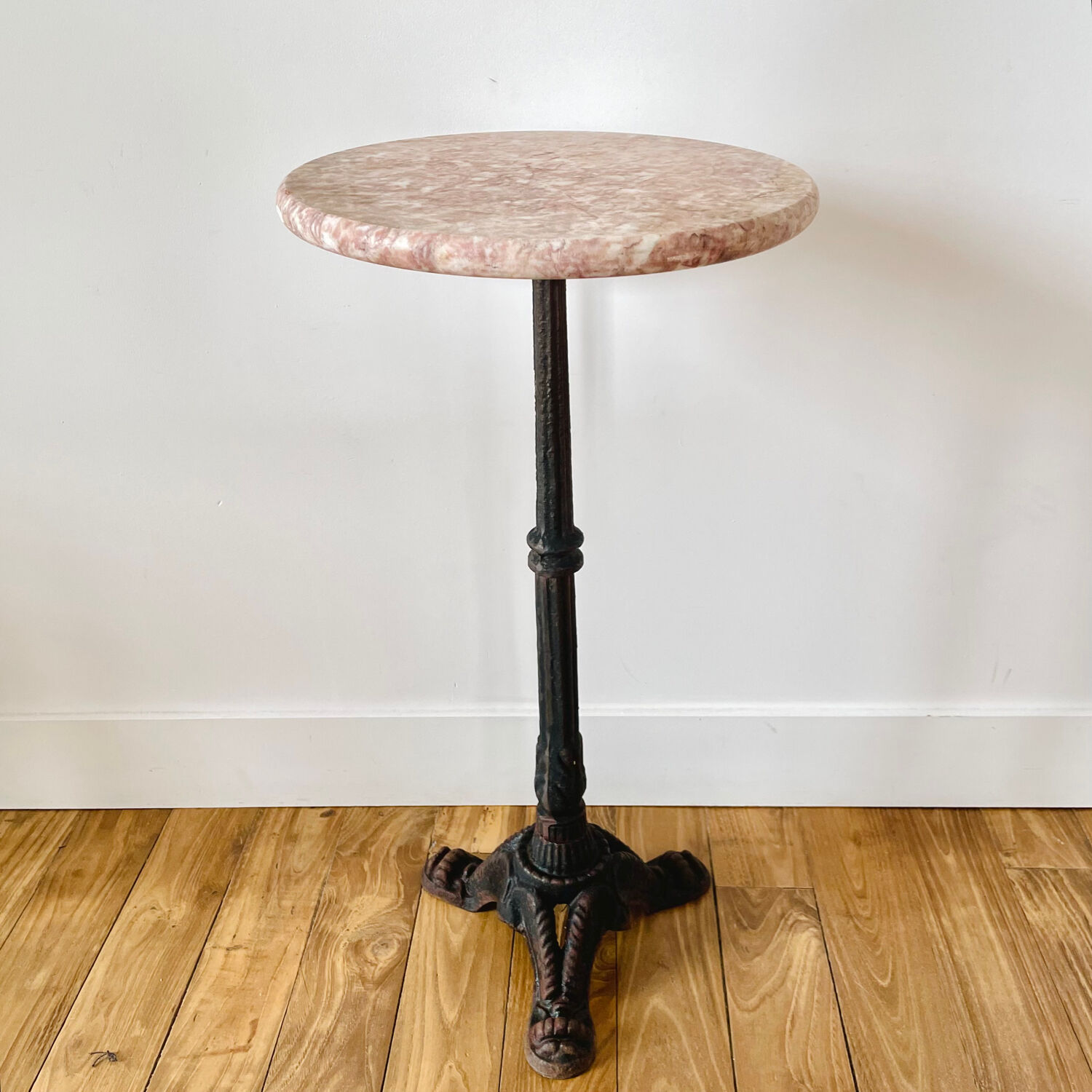 Cast iron and marble pedestal table