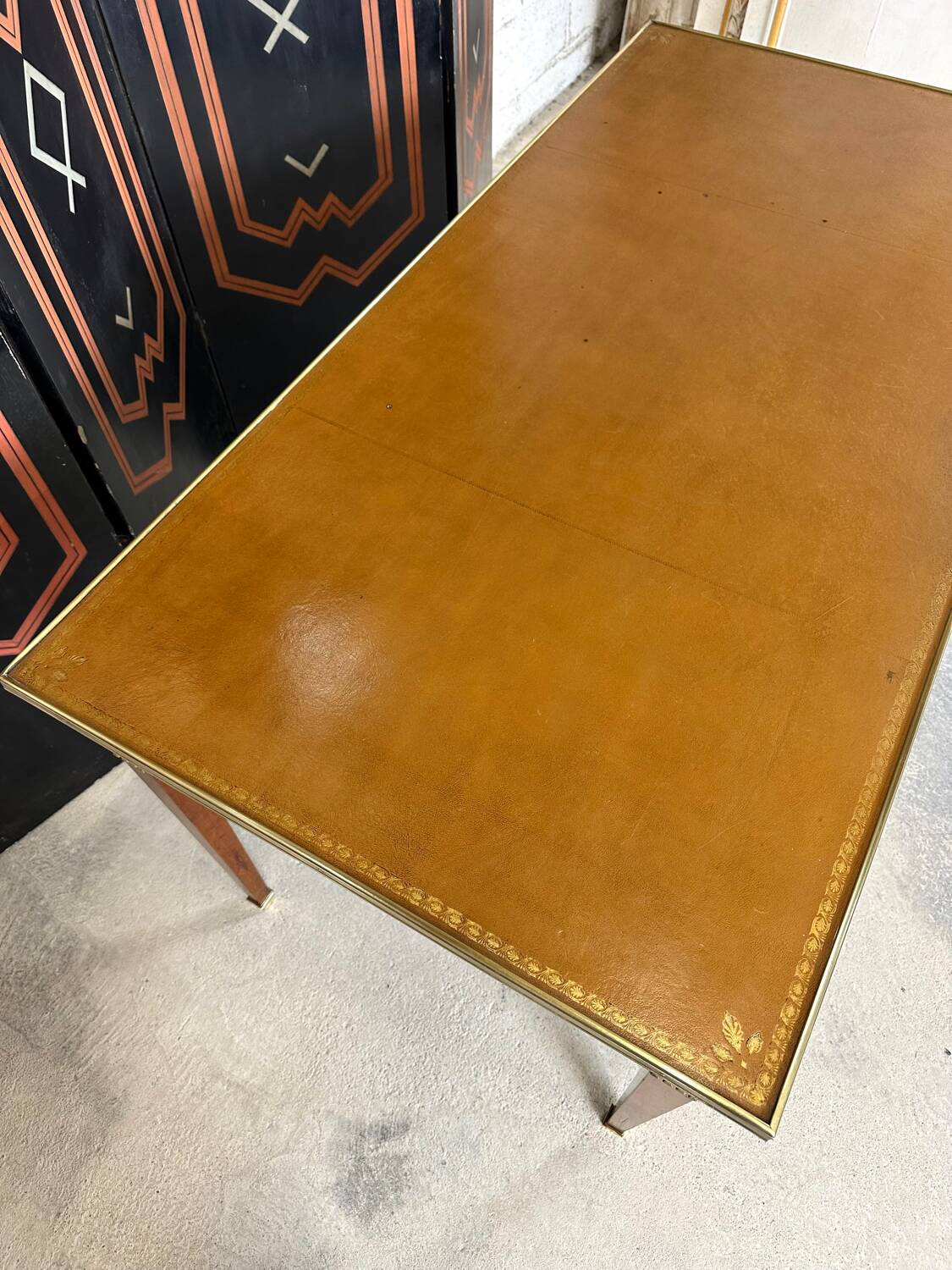 Directoire style flat desk in cherry wood