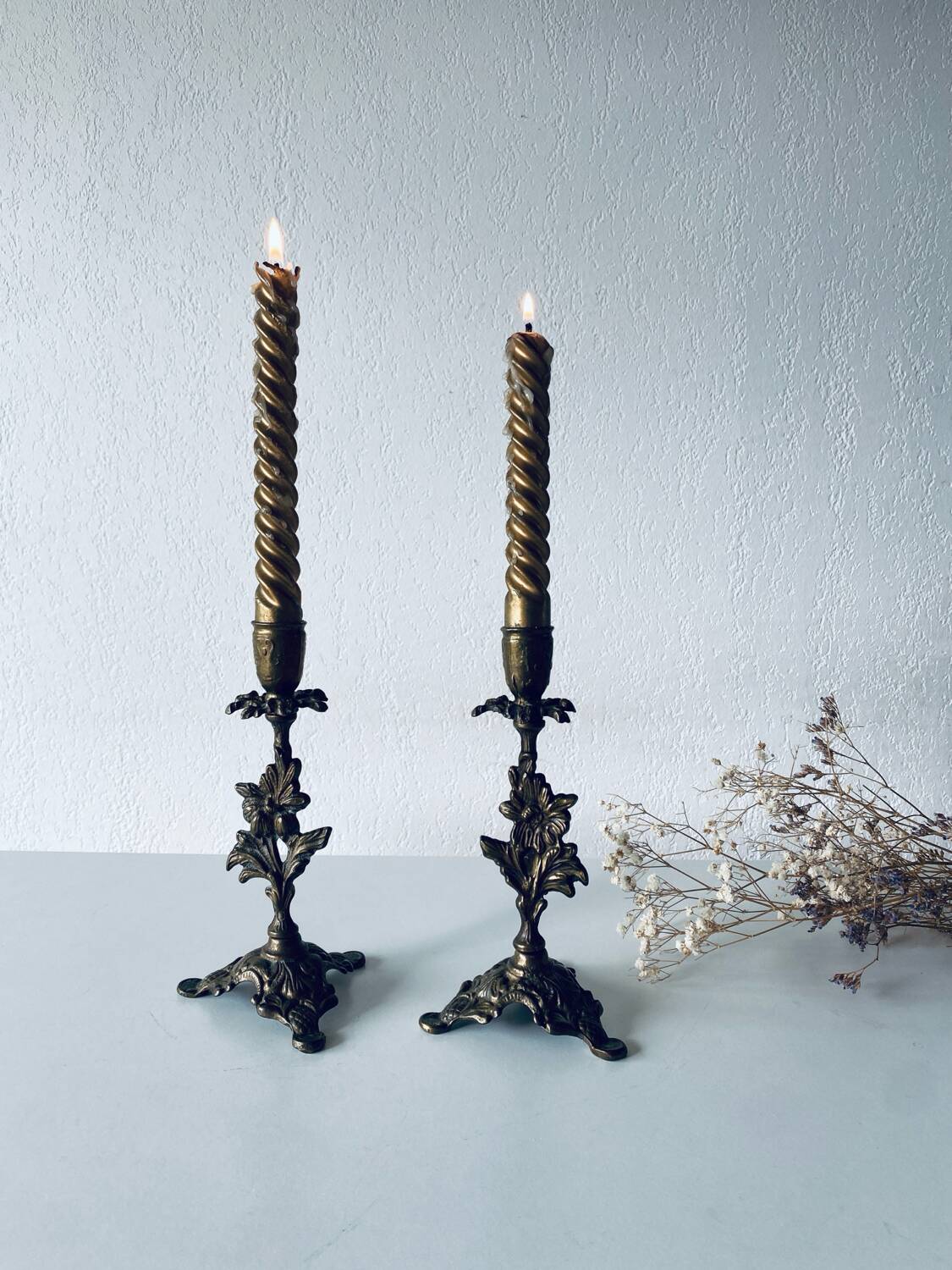 Pair of 19th century bronze candlesticks