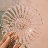 5 pink glass dessert plates