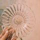 5 pink glass dessert plates